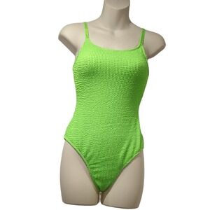 One Piece Swimsuit Size Small Adjustable Spaghetti Strap Neon Green Padded
